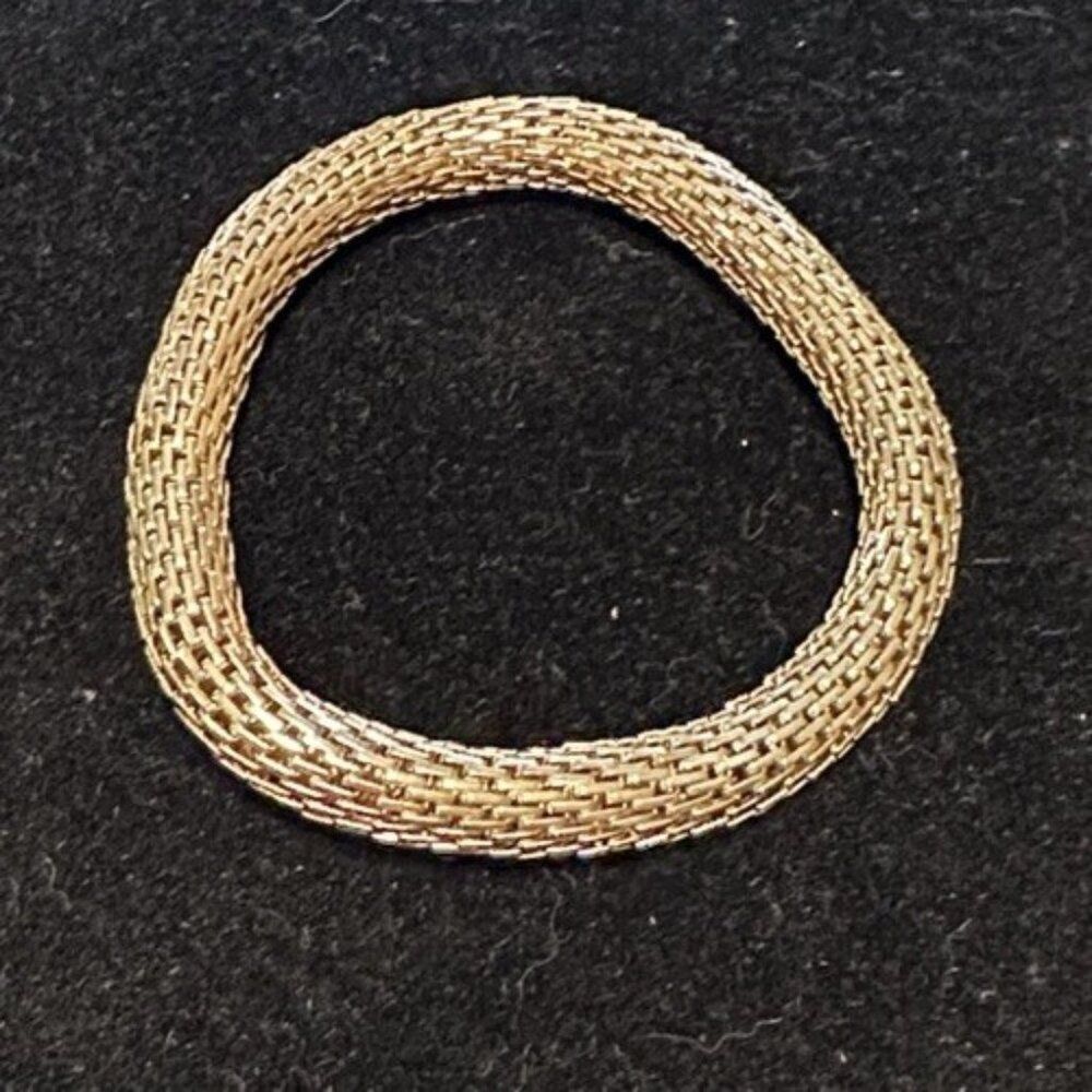 Vtg Gold Tone Mesh Tube Slinky Stretch Bracelet Rope Woven Flex Link